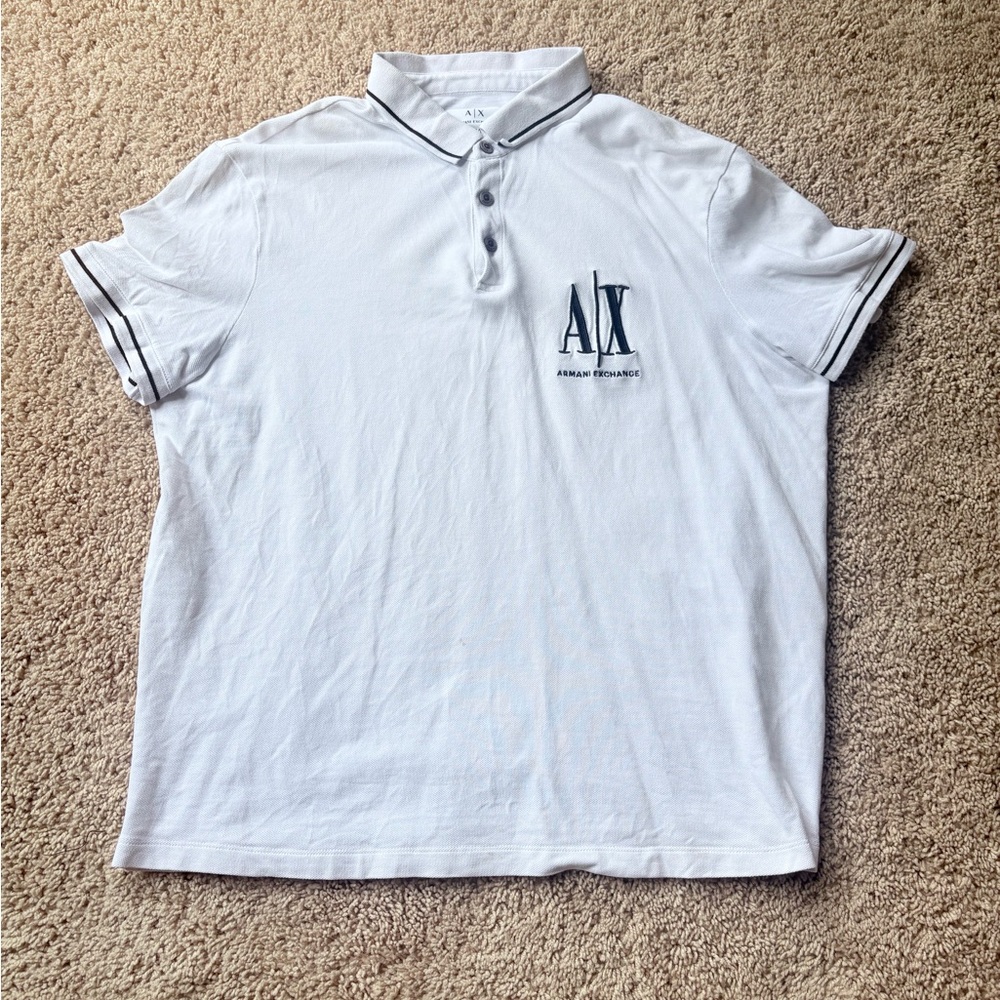 Armani Exchange White Polo Classic Short Sleeve